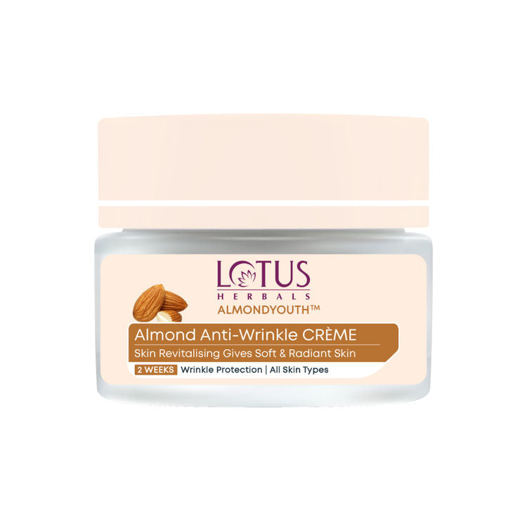 Lotus Herbal Almondyouth Almond Anti-Wrinkle Face Cream, Soft & Radiant Skin for All Skin Types (50gm)