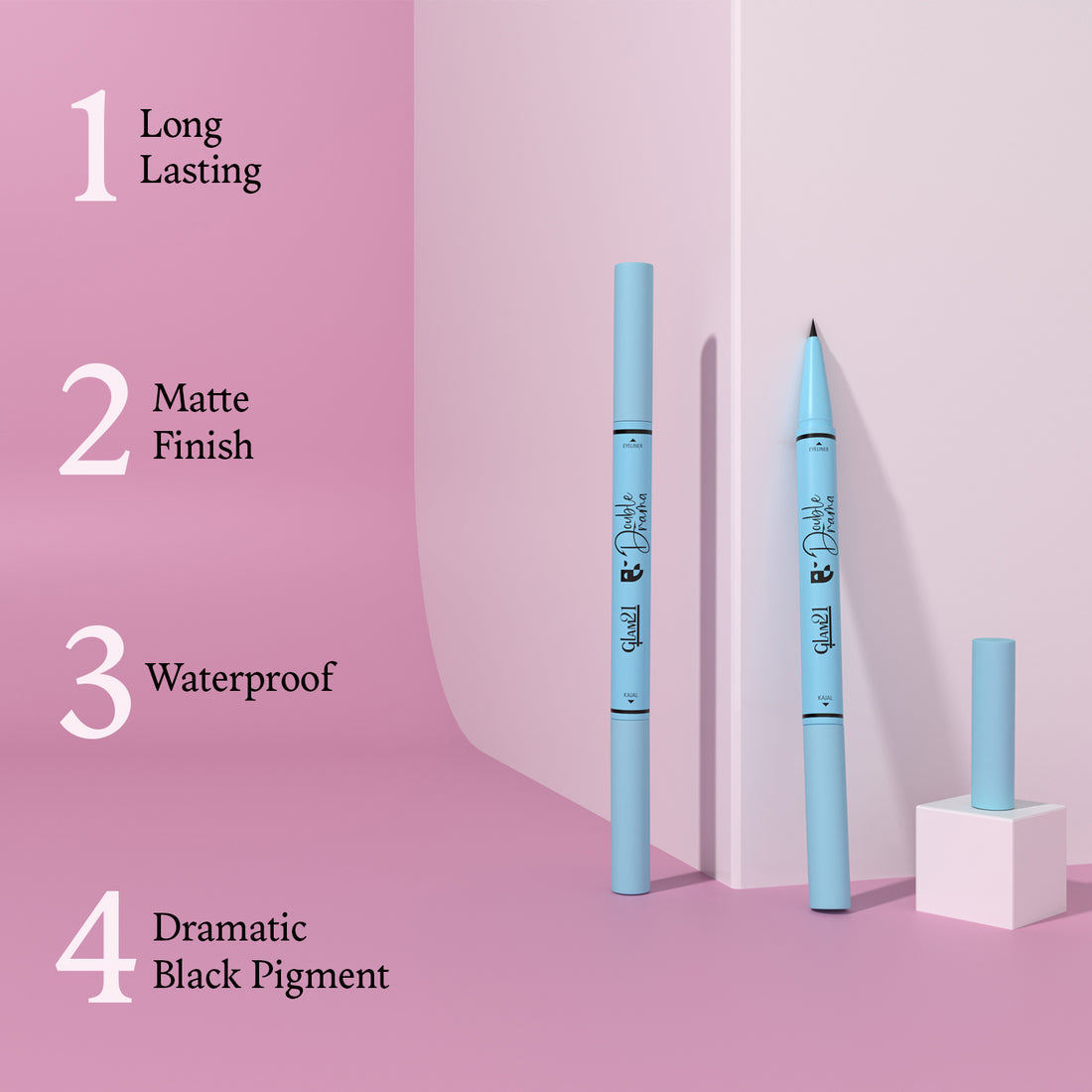 Glam21 Double Drama Kajal+Eyeliner (Black)
