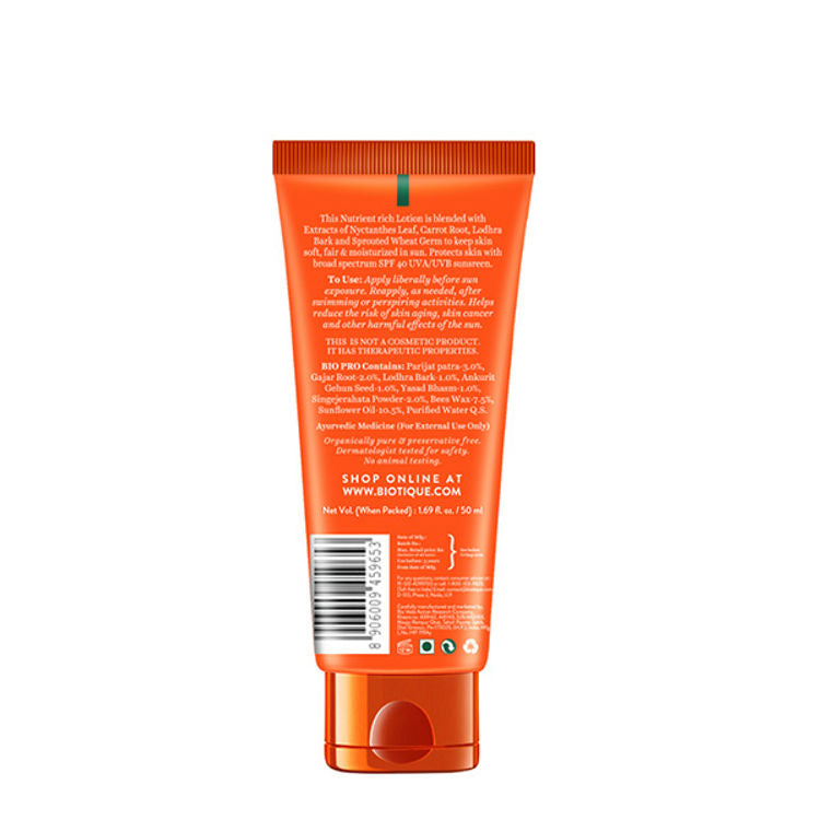 Biotique Bio Carrot Ultra Soothing Face Lotion 40+ SPF UVA/UVB Sunscreen For All Skin Types
(50ml)