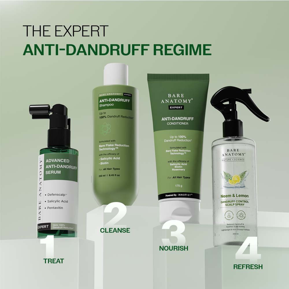 Bare Anatomy Anti-Dandruff Shampoo with Salicylic Acid, Piroctone Olamine, Biotin & Menthol (250ml)