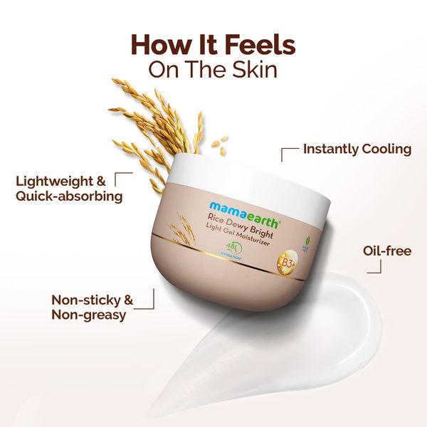 Mamaearth Rice Dewy Bright Light Gel Moisturizer with Rice & Niacinamide For Glass-skin Glow - 200 g