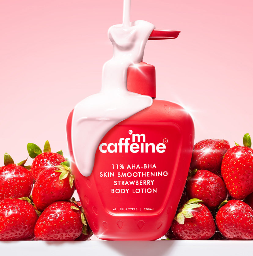 Mcaffeine 11% AHA BHA Strawberry Body Lotion for Skin Smoothening