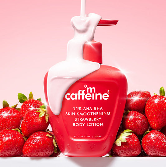 Mcaffeine 11% AHA BHA Strawberry Body Lotion for Skin Smoothening