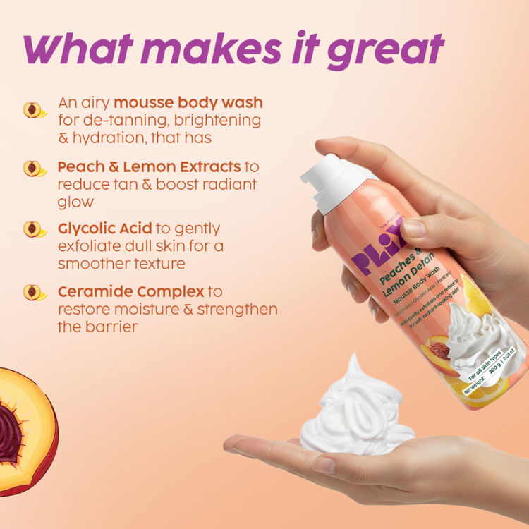 Plix Peaches & Lemon De-Tan Mousse Body Wash
(200g)