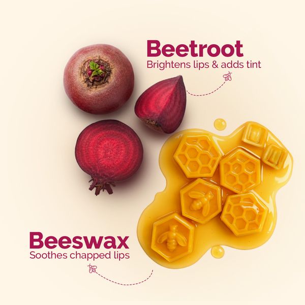 Mamaearth Beetroot Tinted 100% Natural Lip Balm with Beetroot & Beeswax for 12h Moisturized Lips
