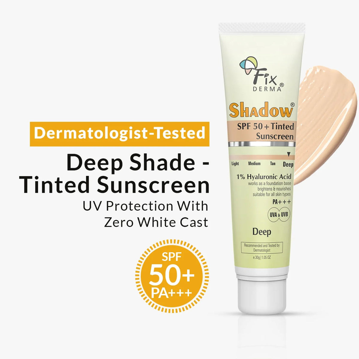 Fixderma Shadow SPF 50+ Tinted Sunscreen | Light