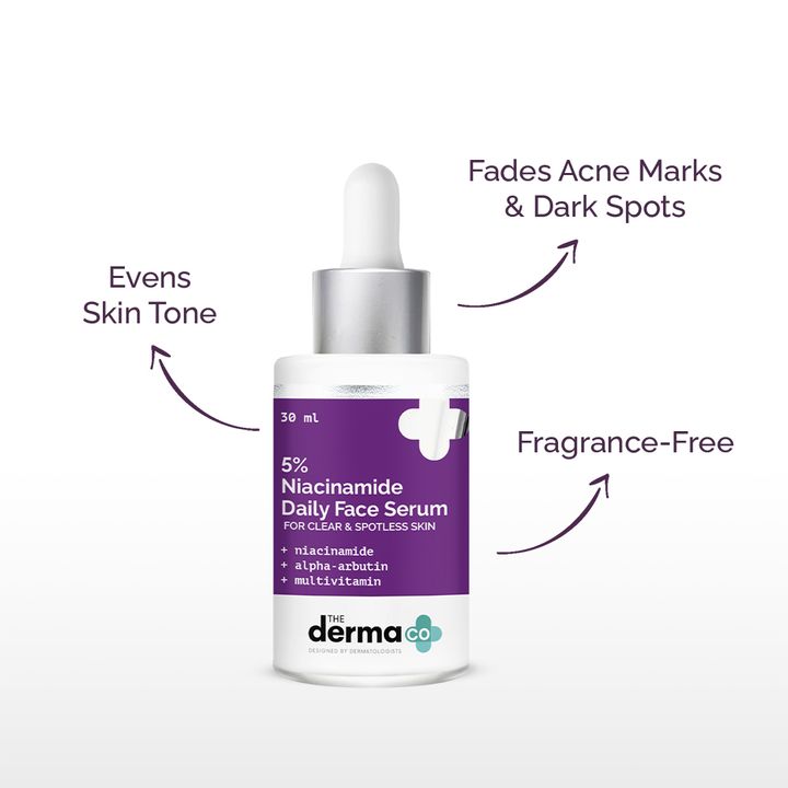 The Derma Co 5% Niacinamide Daily Face Serum with Alpha Arbutin & Multivitamin - 30ml