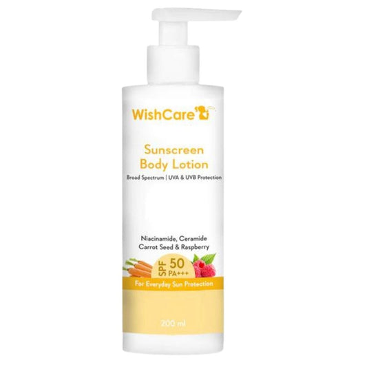 Wishcare SPF 50 Sunscreen Body Lotion PA+++
Prevents Body Tan with High UVA UVB Protection | 200ml