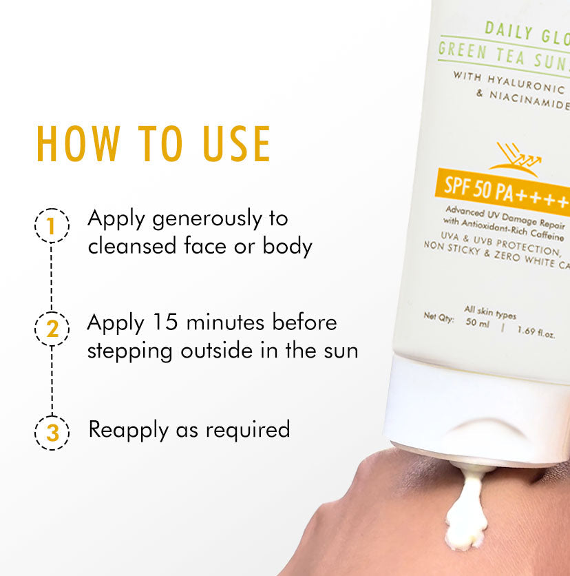 Mcaffeine Green Tea Sunscreen SPF 50 PA++++ with Niacinamide - 50 ml