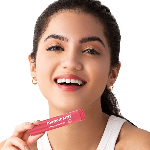 Mamaearth Nourishing Tinted 100% Natural Lip Balm with Vitamin E and Strawberry for Dry & Chapped Lips - 4 g