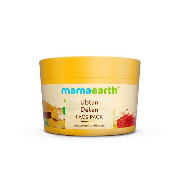 Mamaearth Ubtan Detan Face Pack with Turmeric & Saffron for Normal to Oily Skin - 200 g