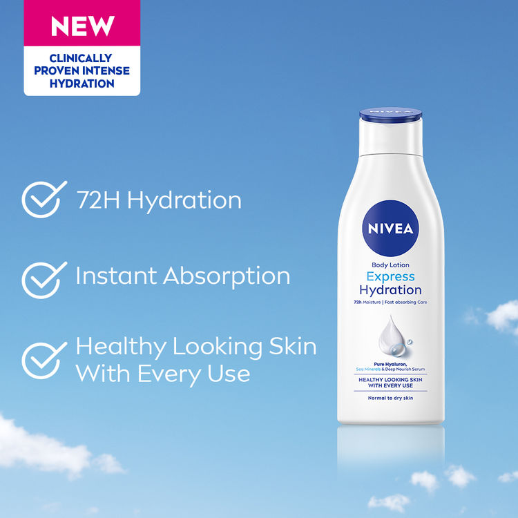 NIVEA Express Hydration BODY LOTION with Sea Minerals - 5 in 1 COMPLETE CARE for 48H Moisturization
(200ml)