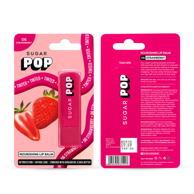 SUGAR POP Nourishing Lip Balm with SPF Shea-Butter & Avocado Oil ( 06 Strawberry)