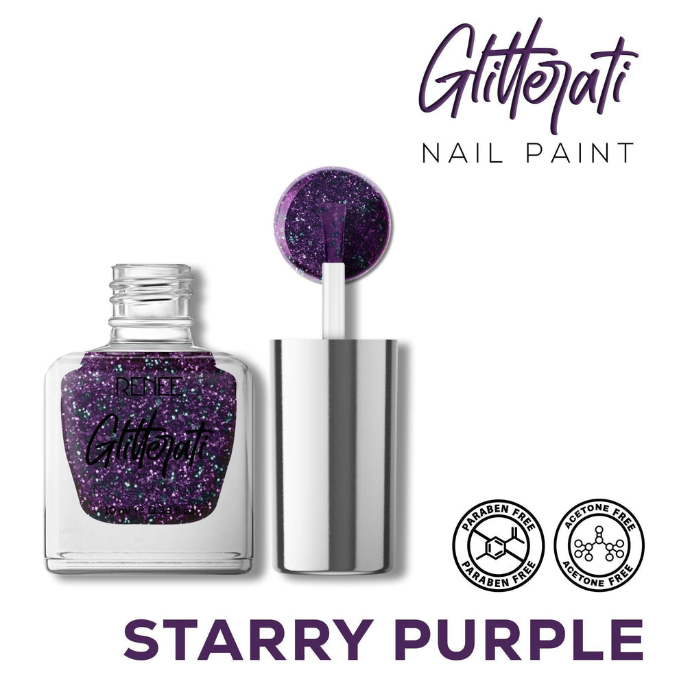 RENEE Glitterati Nail Paint (12 Starry Purple)