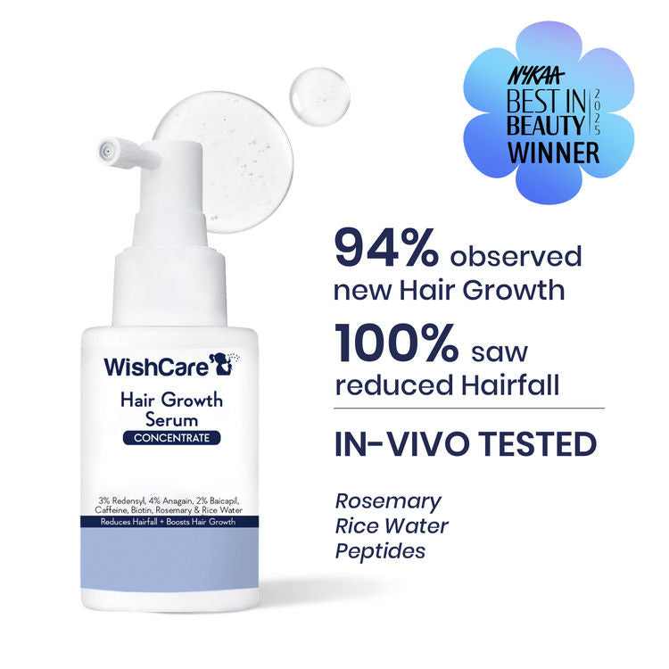 Wishcare Hair Growth Serum Concentrate In-Vivo Tested Redensyl, Anagain, Biotin,Keratin & Rice Water (20ml)