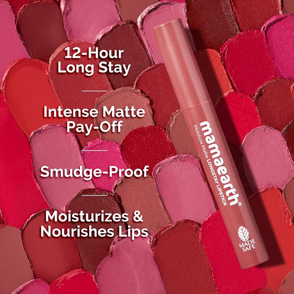 Mamaearth Moisture Matte Longstay Lipstick with Avocado Oil & Vitamin E (raisin punch)