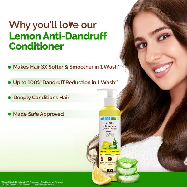 Mamaearth Lemon Anti-Dandruff Conditioner with Lemon & Aloe Vera for Itchy & Flaky Scalp - 250 ml