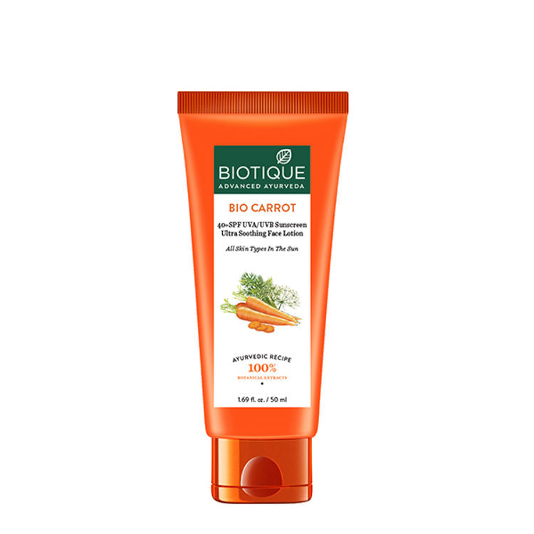 Biotique Bio Carrot Ultra Soothing Face Lotion 40+ SPF UVA/UVB Sunscreen For All Skin Types
(50ml)