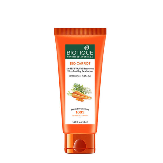 Biotique Bio Carrot Ultra Soothing Face Lotion 40+ SPF UVA/UVB Sunscreen For All Skin Types
(50ml)