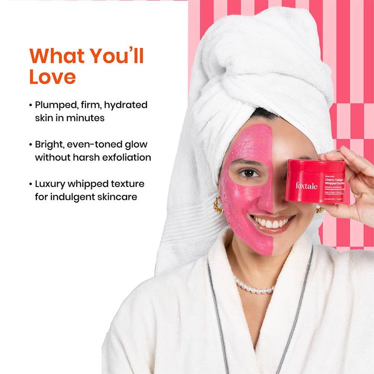Foxtale Cherry-Collagen Clay Mask - Plumps, Hydrates, Firms & Brightens Skin
(75g)