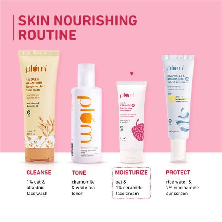 Plum 1% Ceramide Face Cream With Oat, Strengthens Skin Barrier & Nourishes (50g)
