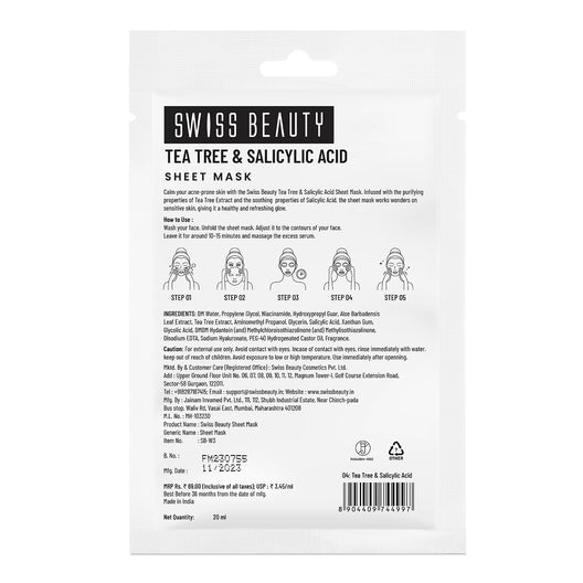 Swiss Beauty Tea tree & Salicylic Acid Sheet Mask
