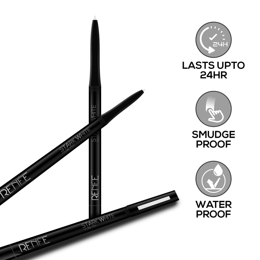 RENEE Stark White Kajal Pen with Sharpener