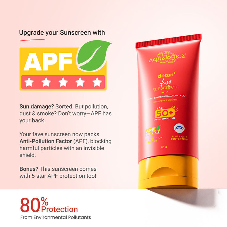 Aqualogica Detan+ Dewy Sunscreen In-Vivo Tested SPF 50+ PA++++ with Cherry Tomato & HA - 80 g