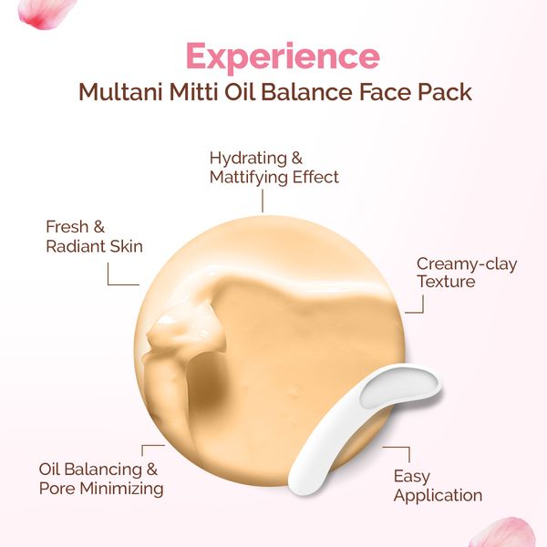 Mamaearth Multani Mitti Oil Balance Face Pack with Multani Mitti & Bulgarian Rose for Normal to Oily Skin - 200 g