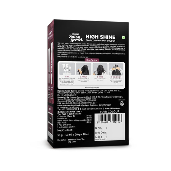 BBLUNT High Shine Conditioning Hair Colour - Wine Deep Burgundy (Shade 4.20)