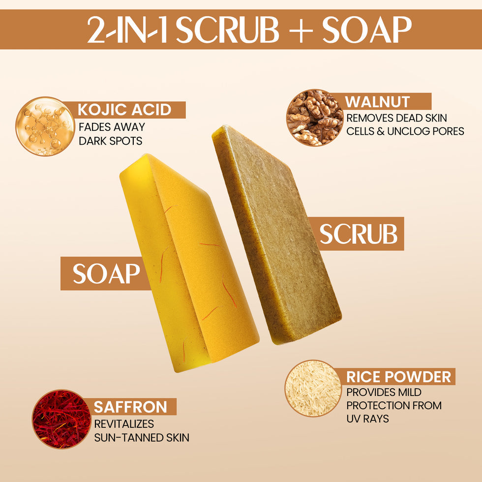 Indian Secrets Scrub Soap Kojic Acid & Saffron Pack of 3