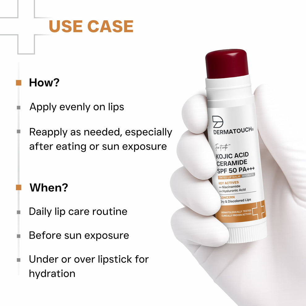 DERMATOUCH Kojic Acid Ceramide SPF 50 PA+++ Natural Lip Balm - Dark Tint