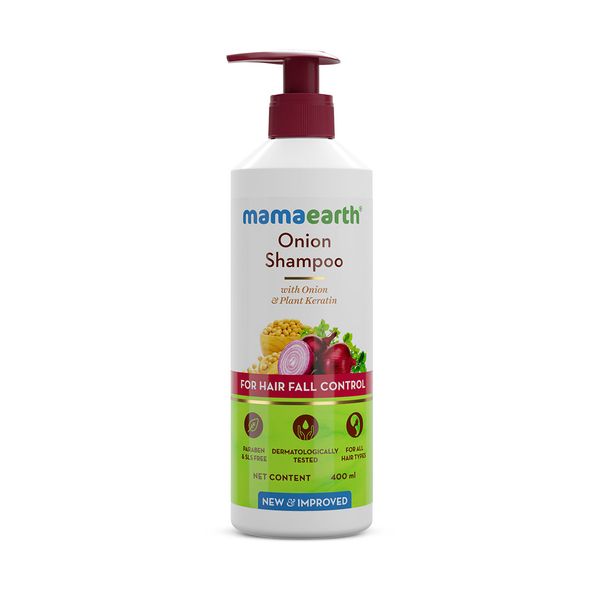 Mamaearth Onion Shampoo with Onion & Plant Keratin for Hair Fall Control - 400ml