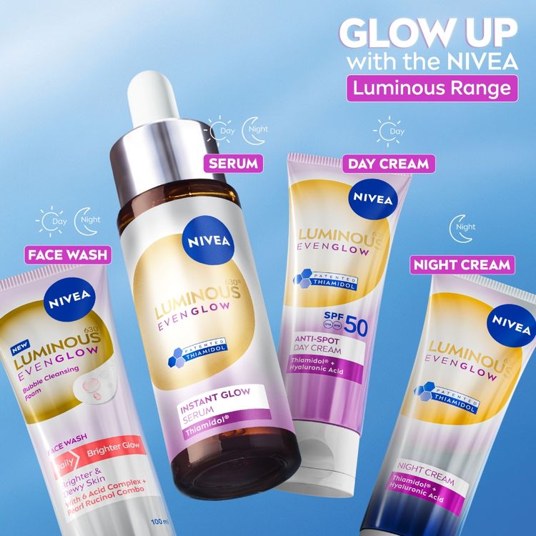 NIVEA Luminous Even Glow Bubble Foam Daily Gentle and Brightening Face Wash With 6 Acid complex
(100ml)