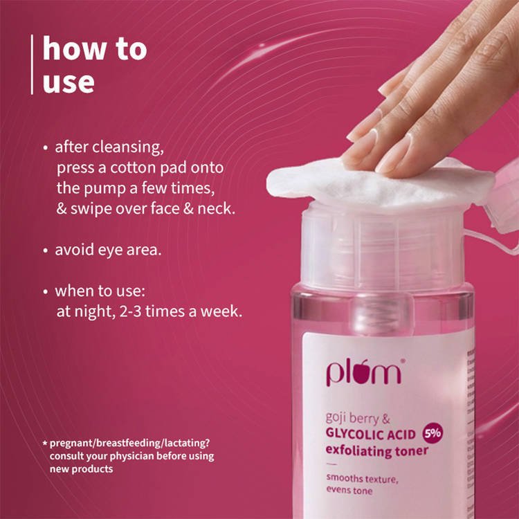 Plum 5% Glycolic Acid & Goji Berry Exfoliating Toner for textured skin (150ml)