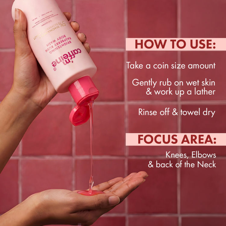 MCaffeine Brightening Body Wash 5% Niacinamide & Raspberry Boosts Glow, 5% Glycerine Softens Skin (300ml)