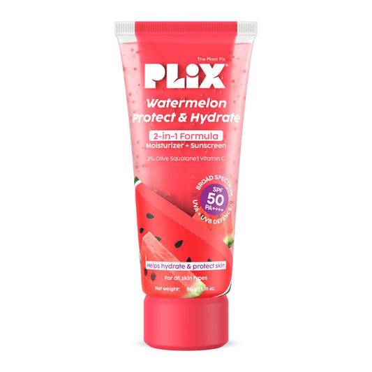 Plix Watermelon SPF PA++++ 50 Protect & Hydrate 2 In 1 Moisturizer + Sunscreen
(50g)