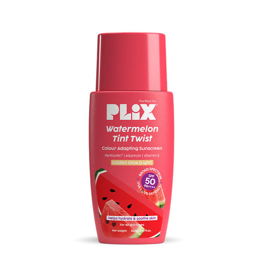 Plix Watermelon Tint Twist Color-Adapting Sunscreen - Light Golden Glow
(50ml)