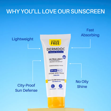 DERMDOC SPF 50 Ultra Light SPF Daily Glow Sunscreen 50 gm