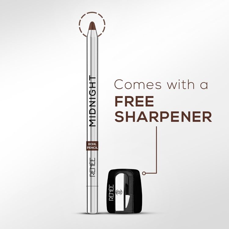 Renee Cosmetics Midnight Kohl Pencil, Waterproof, Smudge-proof, All-Day Kajal with Sharpener - Brown
(1.5g)