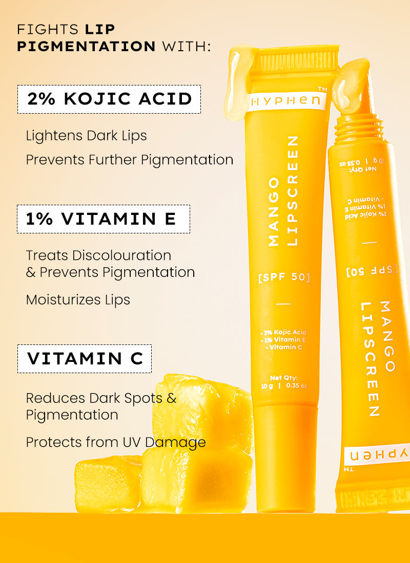 Hyphen Mango lip screen spf 50 pa++++ with 2% kojic acid
