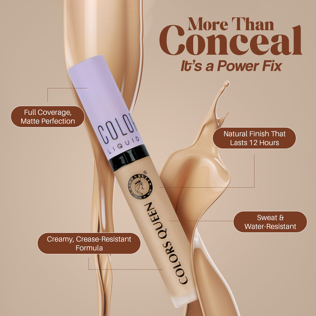 Colors Queen Conceal & Reveal Liquid Concealer 6 Gram  (03 Light Ivory)