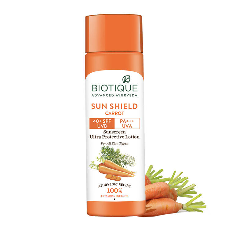 Biotique Bio Carrot Ultra Soothing Face Lotion 40+ SPF UVA/UVB Sunscreen For All Skin Types
(120ml)
