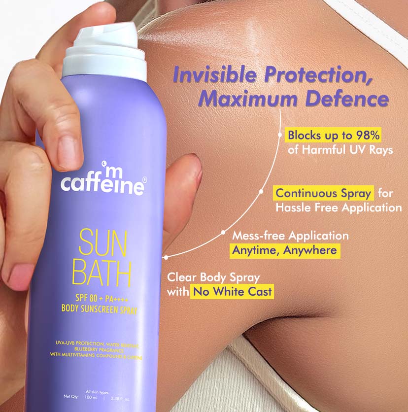 Mcaffeine Sun Bath SPF Body Sunscreen 80+ PA ++++ Spray - 100ml