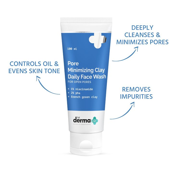 The Derma Co Pore Minimizing Clay Daily Face Wash with 1% Niacinamide & 2% PHA - 100 ml