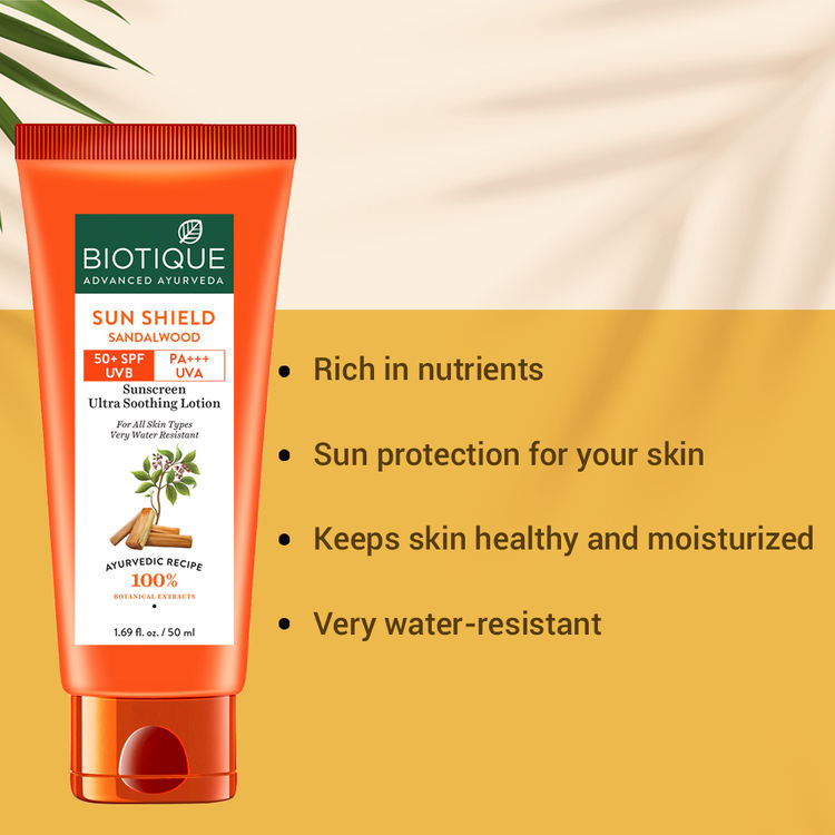 Biotique Bio Sun Shield Sandalwood Ultra Protective Face Lotion SPF 50+ Sunscreen (50ml)