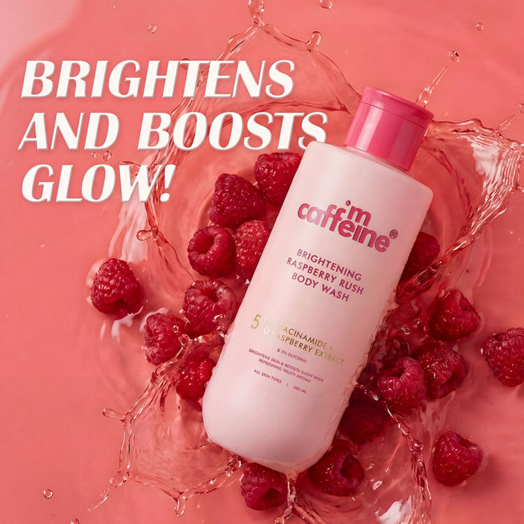 MCaffeine Brightening Body Wash 5% Niacinamide & Raspberry Boosts Glow, 5% Glycerine Softens Skin (300ml)