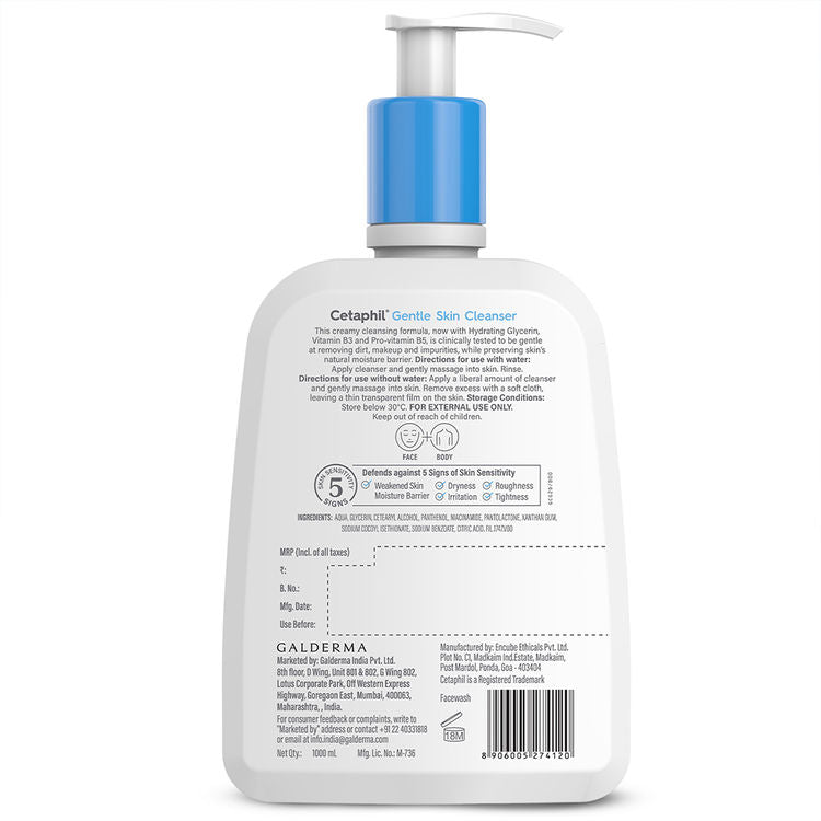 Cetaphil Gentle Skin Cleanser for Dry to Normal Skin with Niacinamide Dermatologist Recommended
(1Ltr)