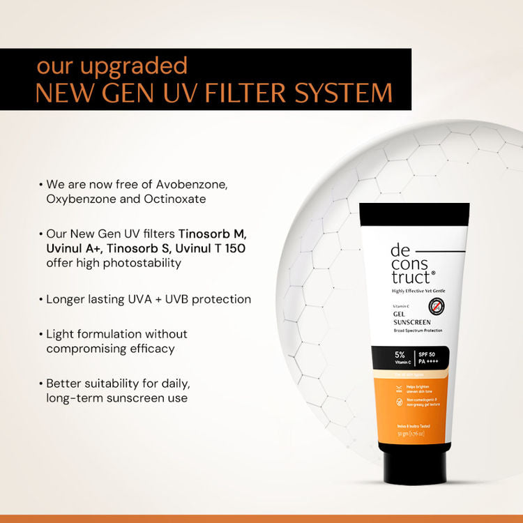 Deconstruct 5% Vitamin C Gel Sunscreen In Vivo Tested SPF 50 PA+++
(50g)