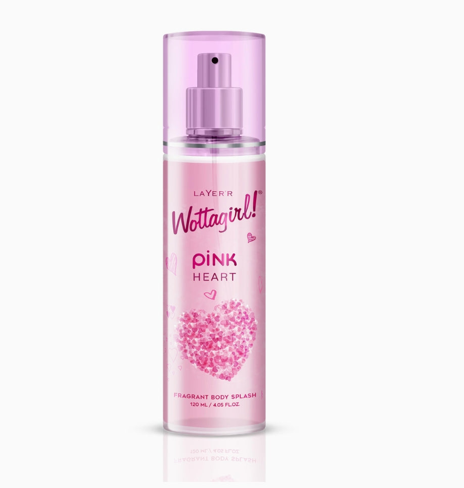 Layer'r Wottagirl PINK Heart Body Mist for Women, 120ml